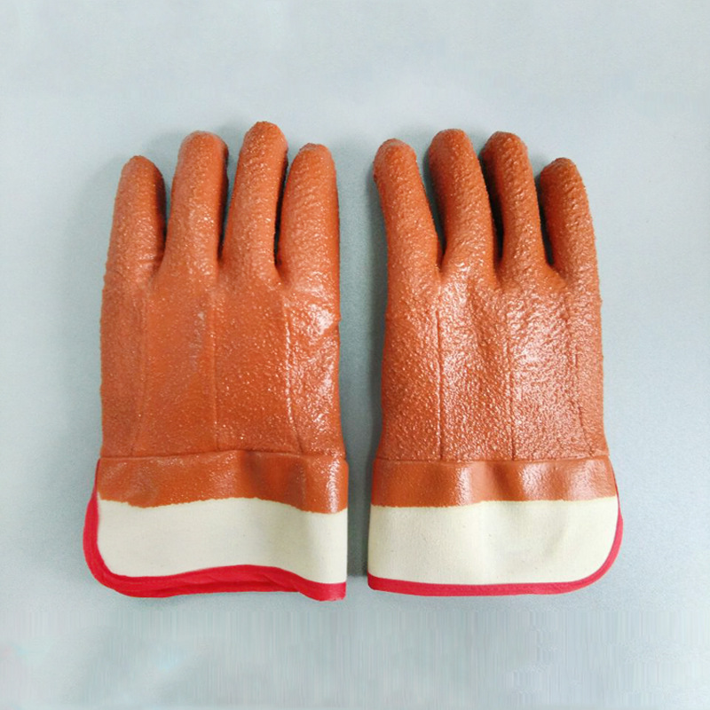 Brown winter monkey grip pvc dipped gloves