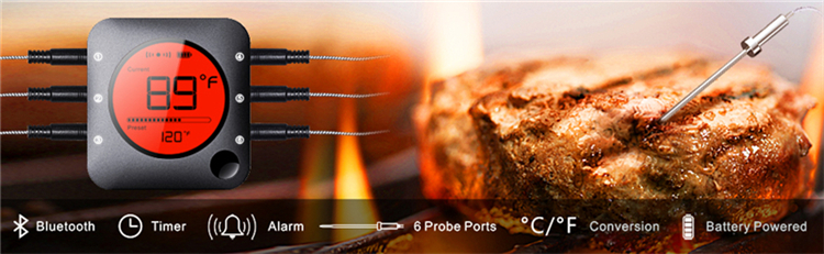 6 Channels Wireless Grill Thermometer Digital 7