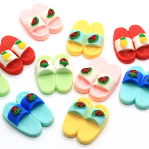 Slime Charms koraliki śliczne pantofelek dziecięcy żywica kaboszon Kawaii Flatback etui na telefon z owocami DIY Craft Girls Scrapbooking biżuteria Decor