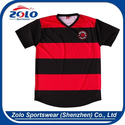 OEM orders acceptable 100% polyester cheap black red soccer jersey