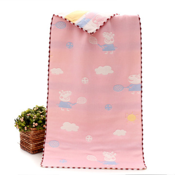 Six-layer cartoon cotton children's gauze kindergarten towel