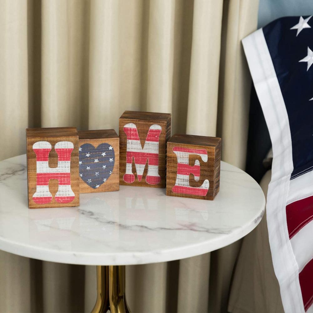 Sinal de palavra da casa da bandeira americana decorativa