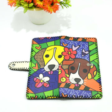 Valentine Gift Wallet - Painted Animal Leather Wallet Couple Dog Wallet