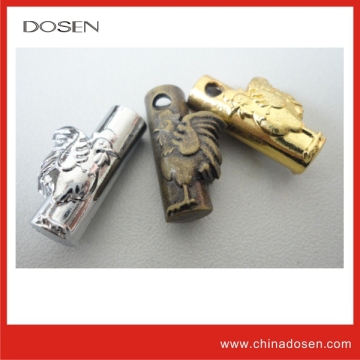 HOT Zinc ally garment accessories cord end Nicel free Custom Engraved Logo