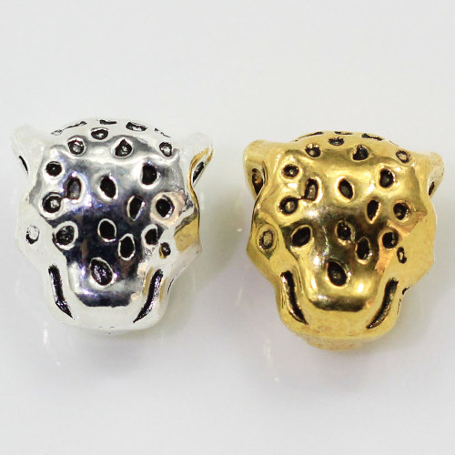 High Quality Alloy 12mm Animal Leopard Head Beads European Spacer Big Hole Beads Charms For Handmade Bracelet Jewelry Making