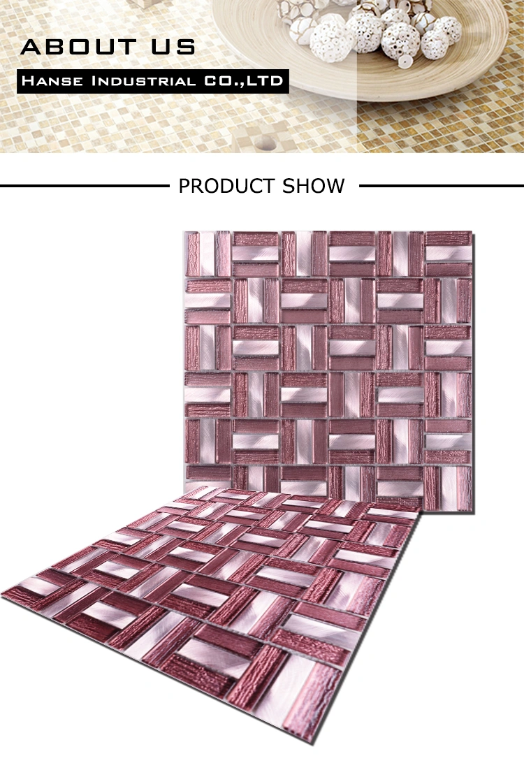 Building Materials Commercial Use Aluminum Purple Glass Tile Mosaic