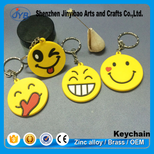 innovative design custom plastic keychain 2d shaped soft pvc emoji keyring