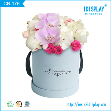 New design cheap flower gift box round cardboard white gift box