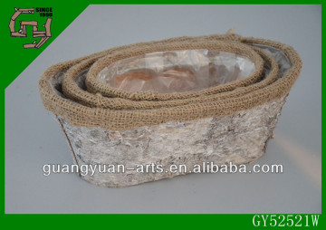 2015 new design oval birch bark planter