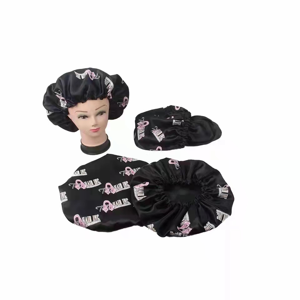 Low MOQ Private Label Sleep Bonnet Custom Hair Silk Satin Bonnets With Logo Stain Head Wrap