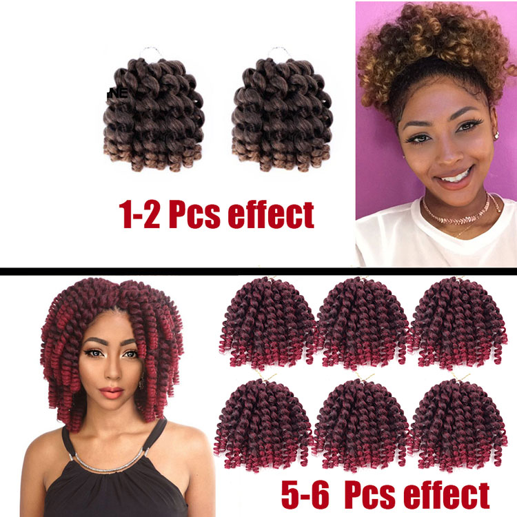 Wand Curl Crochet Hair Extensions Curly Braiding Hair Afro Curls Synthetic Fiber Solid And Ombre Color 8inch Black Brown Blonde
