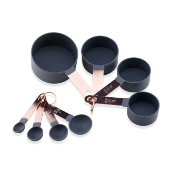 8PCS Mätande Koppar Set With Rose Gold Handles