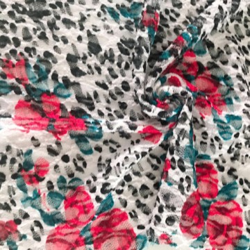 Polyester kant met luipaardprint