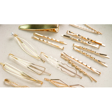 Ladies elegant pearl gold hairpin edge clip