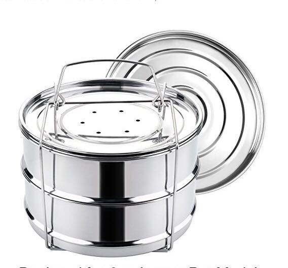 Stackable Steamer Insert Pans with Sling for Instants Pot Accessories 6/8 qt- Stainless Steel Food Steamer for Pressure Cooker,