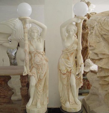 Mixed Color Marble Lady Lamp statue