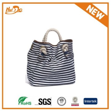 stripe canvas beach tote bag