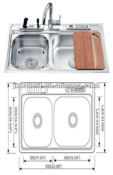 OH-8350A Stainless Steel Double Bowl Kitchen Sink insert sink outdoor sink