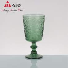 320ml Green pattern pressed light glass wine glass
