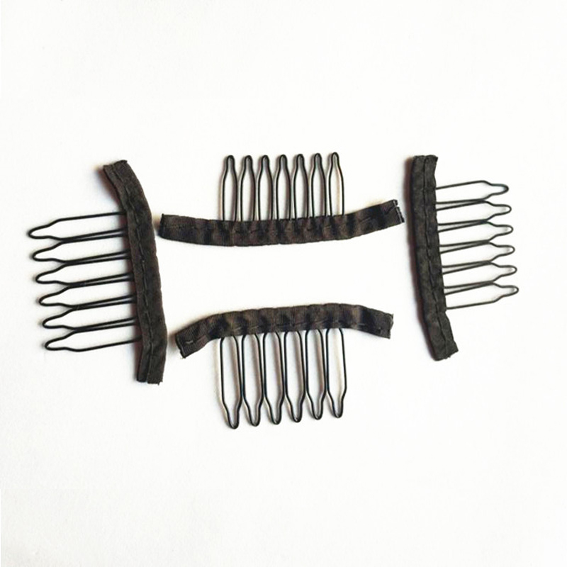 Black color 6teeth durable black snap comb wig clips, hair extensions steel small hair wig clip