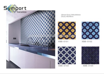 Living rooms interior wall tile design glazed ceramics mosaic waist line