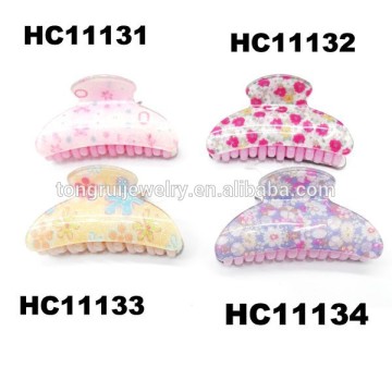 fancy hair accessories flower clear claw plastic hair clips wholesale