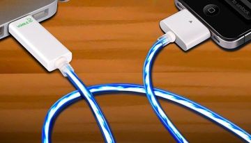 Flexible Blue Sync Charge Visible Flashing Usb Cable For Iphone 4s , Ipad , Ipod