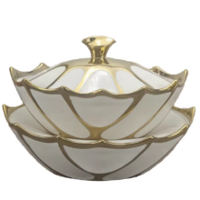 Durable Gold Pattern Nordic Binaural Ceramic Soup Casserole Pot