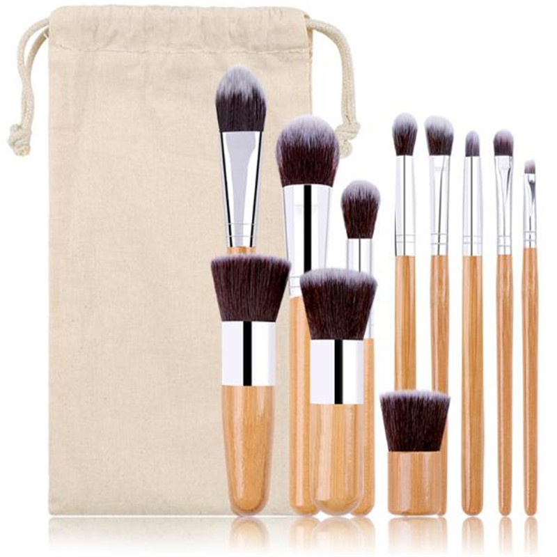 11 bamboo handle makeup brush set eye shadow brush beauty tools