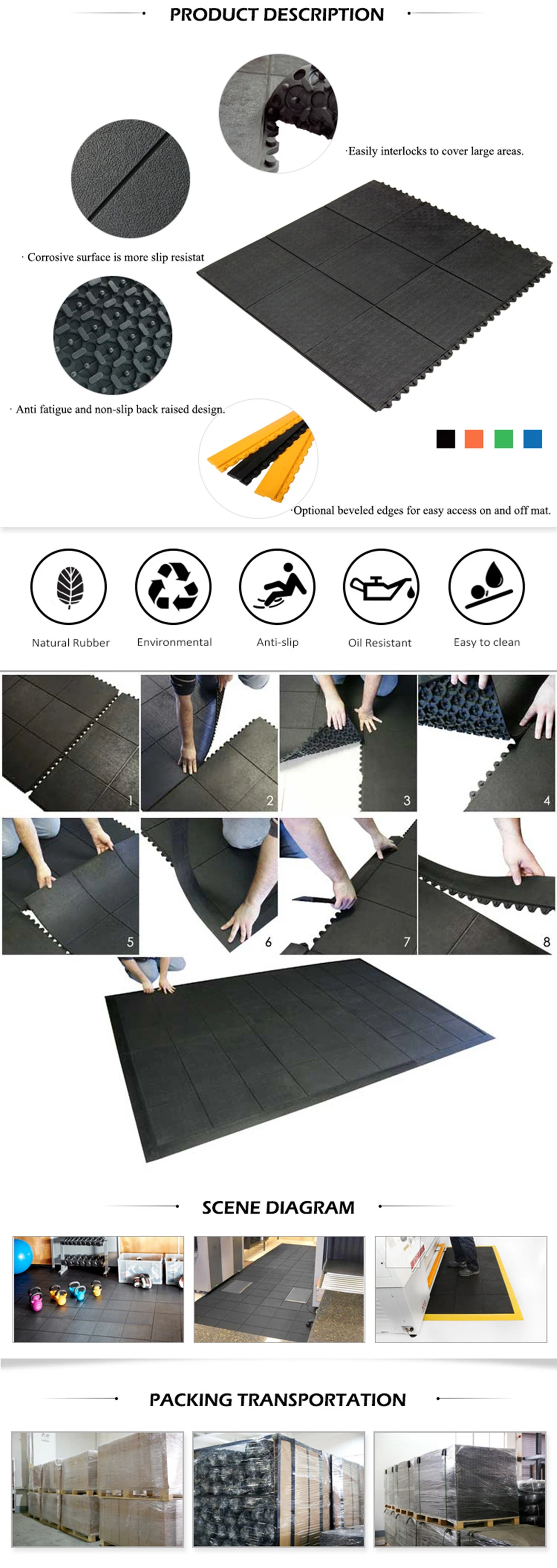 Gym Rubber Mat Waterproof Interlocking Flooring Weight Lifting Gym Rubber Floor