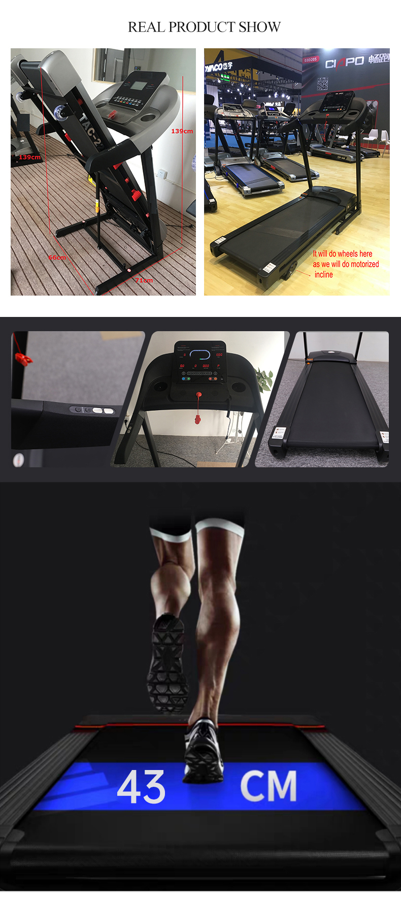 CE Approved  odm lcd screen treadmills for sale good design electric running machine fitness equipment