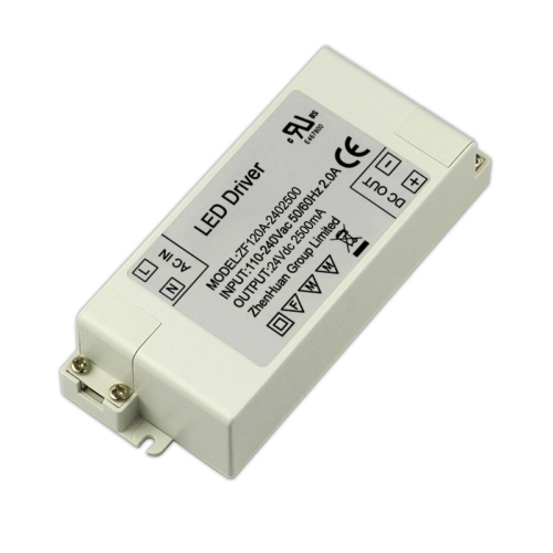 60W 24V 2.5A Transformador de controlador de luz LED blanca