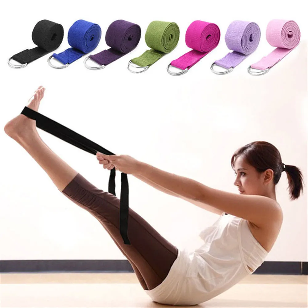 180cm Multicolors Yoga Stretch Strap D-Ring Belt Fitness Exercise Gym Rope Figure Waist Leg Resistance Fitness Bands Yoga Belt3 Orders