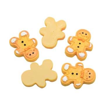Kawaii Xmas Charms Simulation Gingerbread Man Resin 100pcs Cartoon Biscuits Diy Art Deco Slime Filler Αξεσουάρ