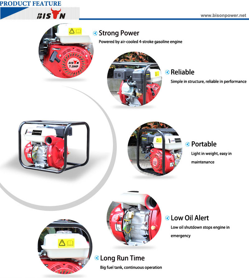 BISON(CHINA)China BS2H-198 2Inch Portable Gasoline 177F High Pressure Iron Water Pump