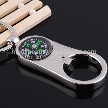 Metal key chain with compass