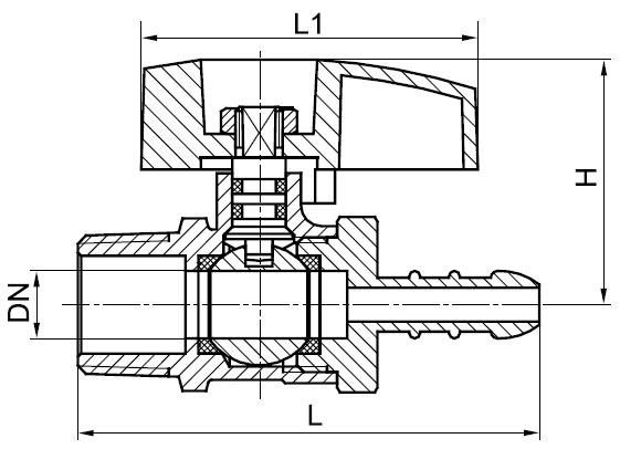 Hose Barb Male Brass Gas Ball Valve DWG