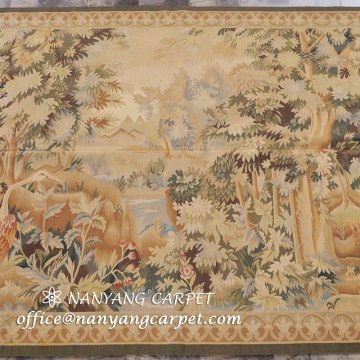 4.4'x6.2' Handmade Aubusson Tapestry Decorative Rug