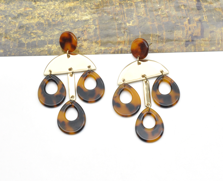 2021 custom tortoise shell print acetate dangled leopard acrylic earrings