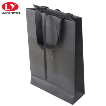 Black Branded Logo Paper Bag With Ribbon