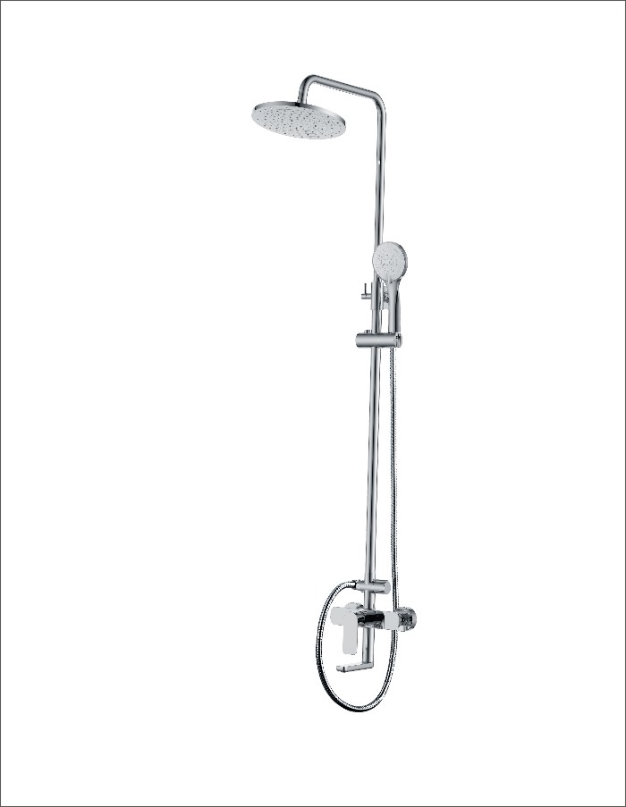 Chrome White Bathroom Rain Shower Mixer Faucet Sets