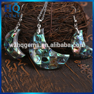 Fashion nature abalone shell 925 silver jewelry set