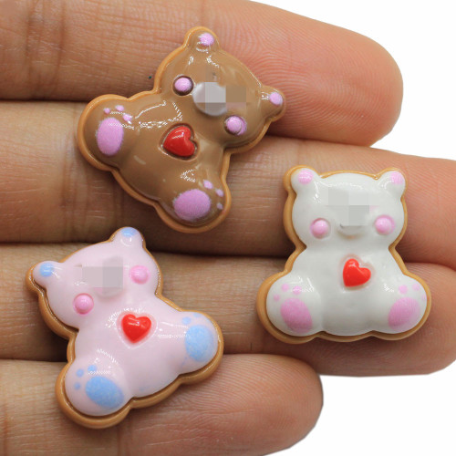 Kawaii Heart Bear Resin Charms Cabochon For DIY Findings Σκουλαρίκια Μπρελόκ Κολιέ Κρεμαστό κόσμημα Αξεσουάρ Διακόσμησης