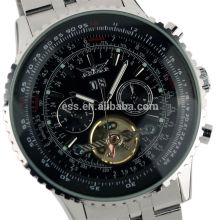 Jargar Men Gent Black Tourbillon Date Aviator Mechanical Watch WM141