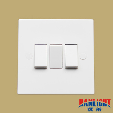 UK type 10A 3 gang single pole wall switches