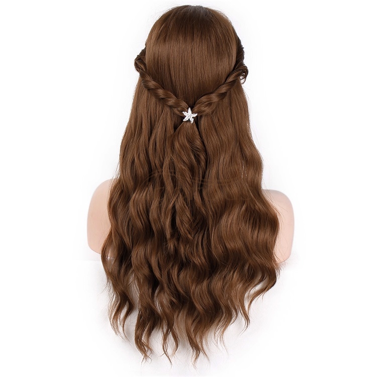 Vigorous Long Wavy Wig with Bangs for Black Women Heat Resistant Friendly Synthetic Party Wigs Long Blonde Wig