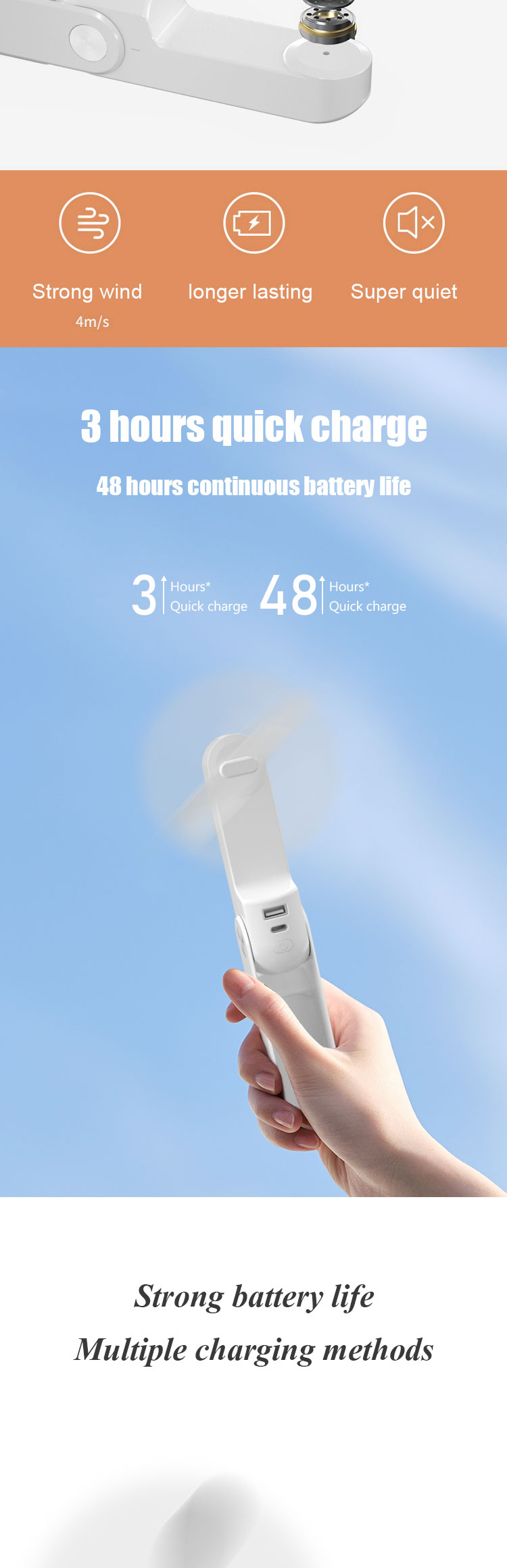 Портативный вентилятор Handheld Fan