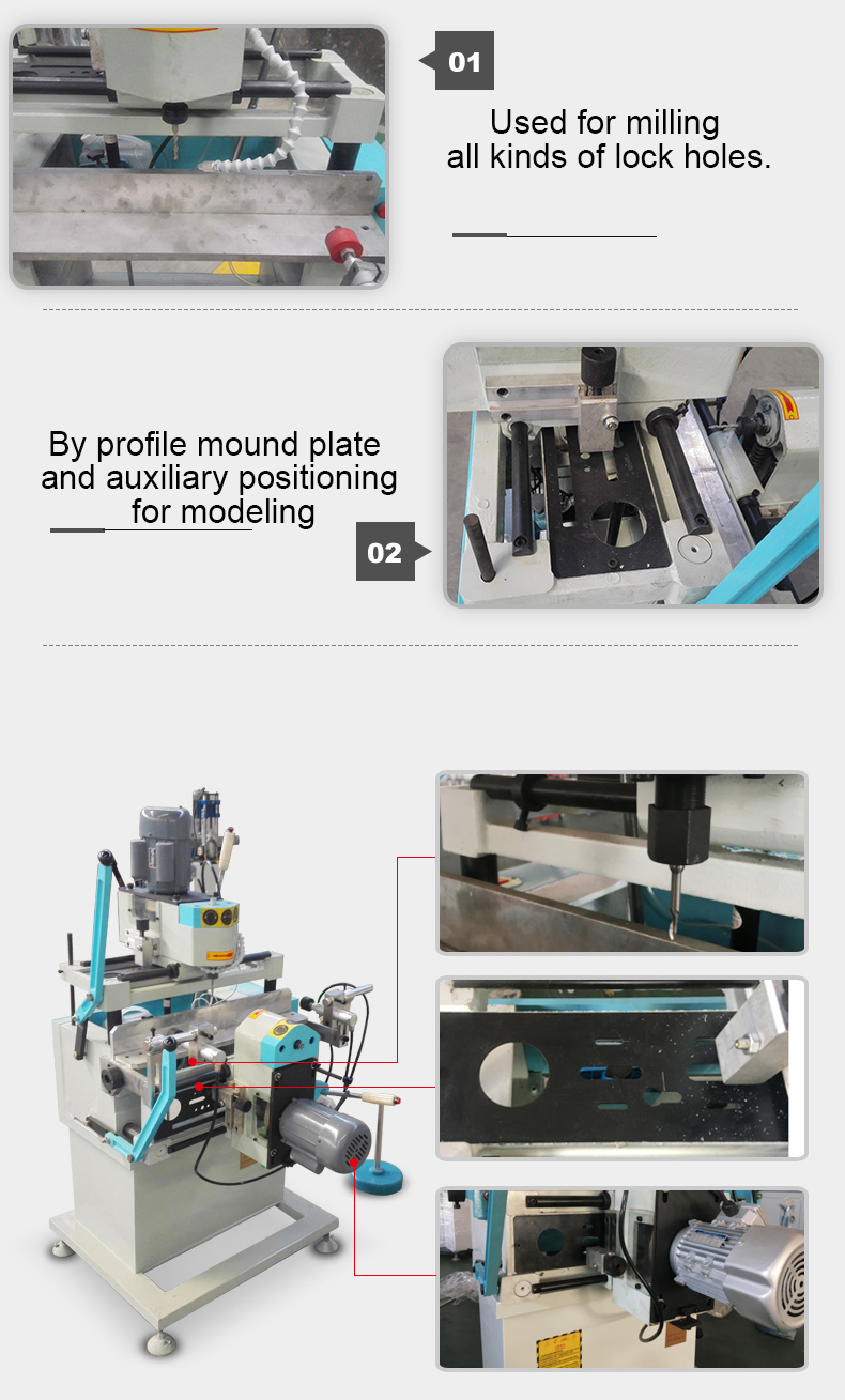 Window Door Single Head Lock Hole Copy Router Milling Machine for Aluminum Profile