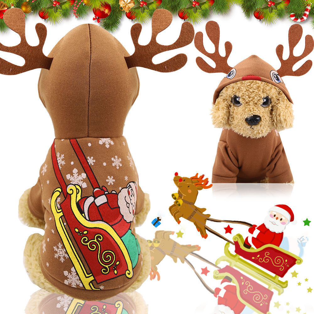 Hot Selling Christmas Pet Supplies Clothes Cat Cotton Clothing Funny Winter Snowman Elk Dog Clothes