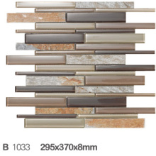 Glass Kitchen Backsplash Mosaic Wall Tiles with Slate